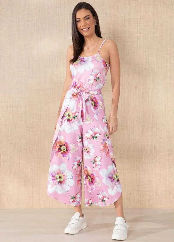 Quintess - Macacão Floral Rosa com Transpasse na Perna 3