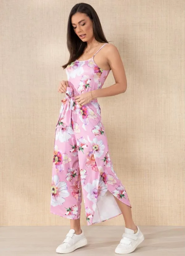 Quintess - Macacão Floral Rosa com Transpasse na Perna 4