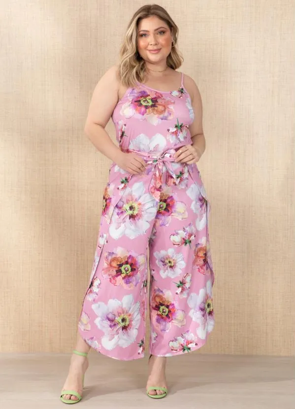 Quintess - Macacão Floral Rosa com Transpasse na Perna 7