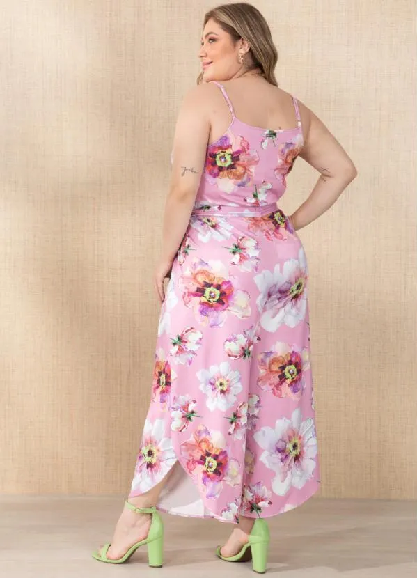 Quintess - Macacão Floral Rosa com Transpasse na Perna 8