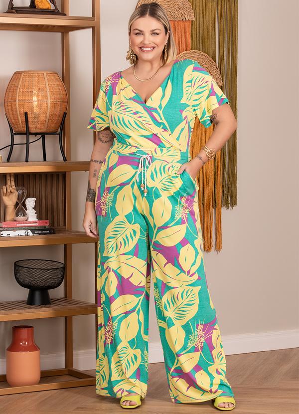 Quintess - Macacão Floral Vibrante em Malha de Viscose 4