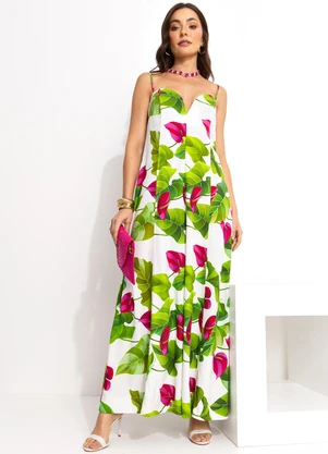 Farm - Macacão Folha de Antúrio Off White - FARM