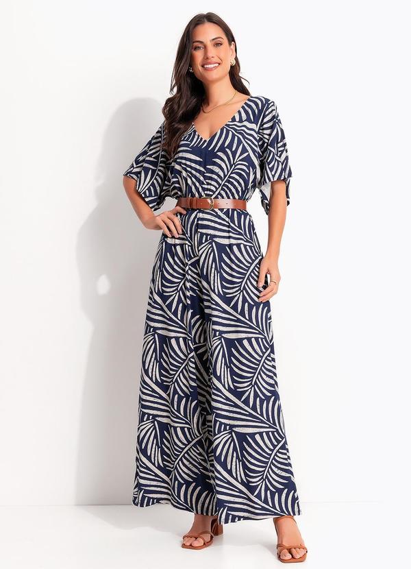 Macac�o (Folhagem Azul) em Malha de Viscose