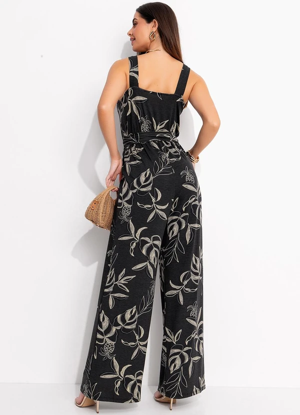 Quintess - Macacão Folhagem Marinho em Malha de Viscose 5