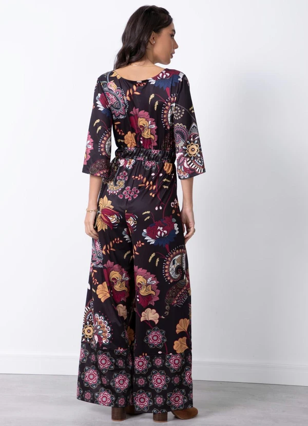 Quintess - Macacão Folk Dark com Mangas Evasê 3