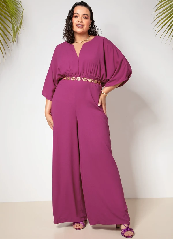 Quintess - Macacão Fúcsia em Crepe Plano 2