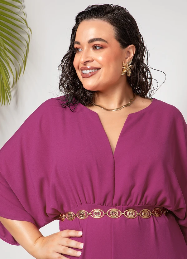 Quintess - Macacão Fúcsia em Crepe Plano 5