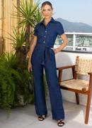 Macaco Jeans Azul Escuro em Jeans