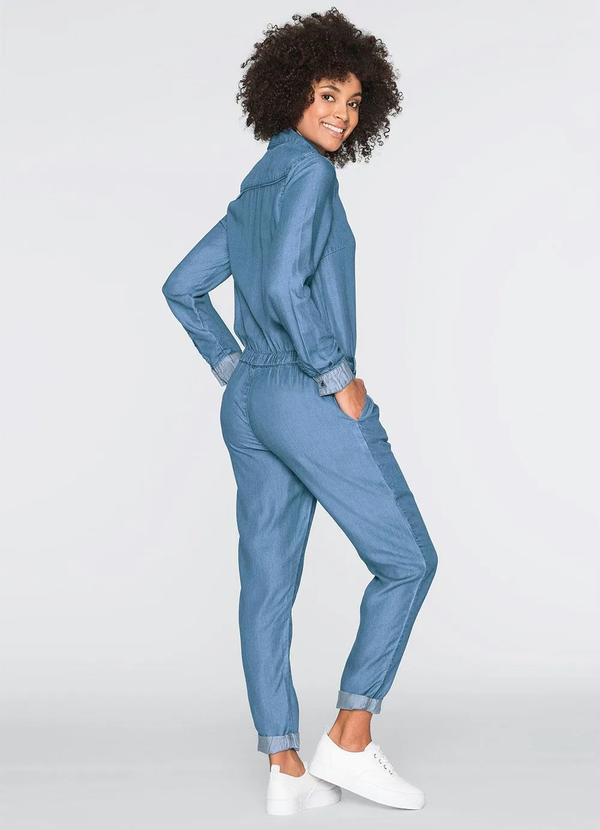 bonprix - Macacão Jeans Azul Médio 5