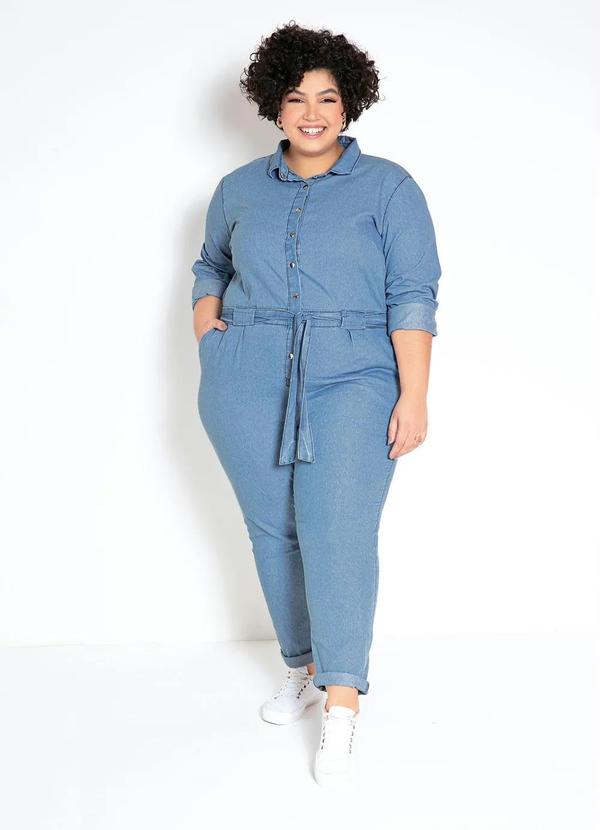 bonprix - Macacão Jeans Azul Médio 6