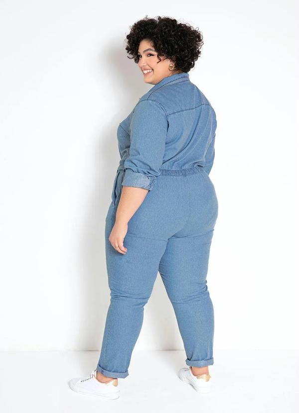 bonprix - Macacão Jeans Azul Médio 7