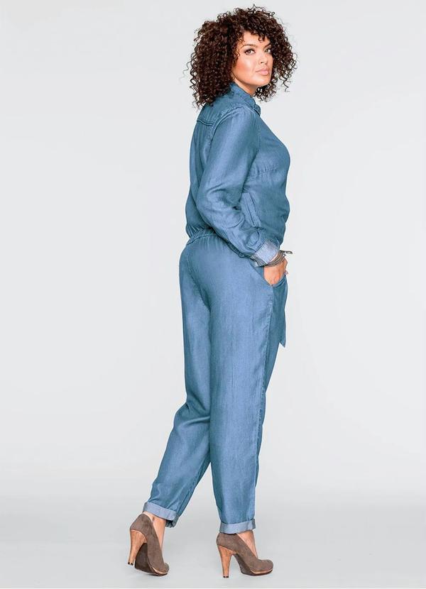 bonprix - Macacão Jeans Azul Médio 9