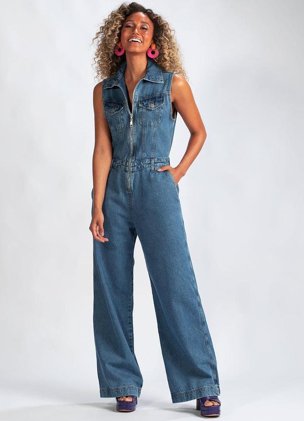 Shop macacão jeans longo rasgado Top Sale Black Friday