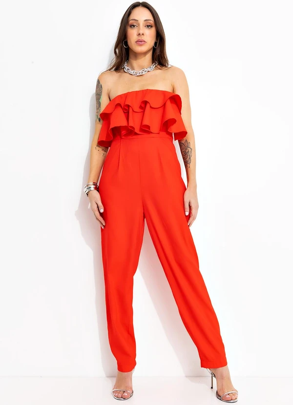 Colcci - Macacão Linho Vermelho