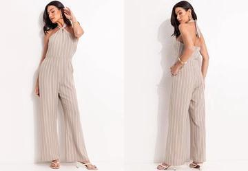 Macaco Listrado Bege em Polister