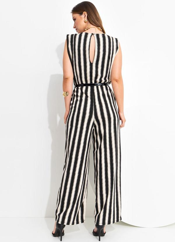 Quintess - Macacão Listrado Irregular em Malha de Viscose 2