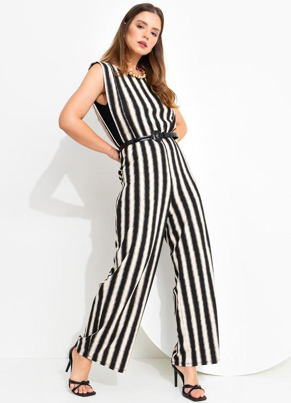 Quintess - Macacão Listrado Irregular em Malha de Viscose 5