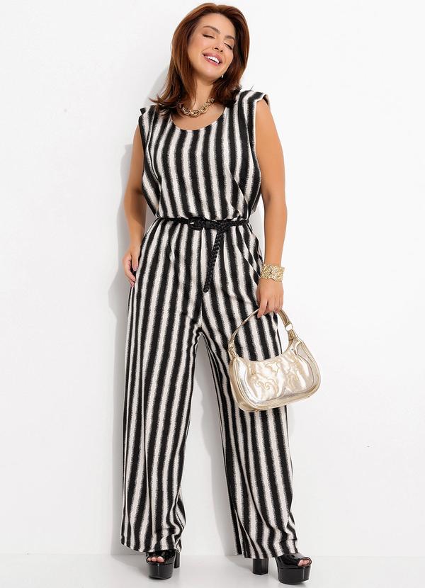 Quintess - Macacão Listrado Irregular em Malha de Viscose 7