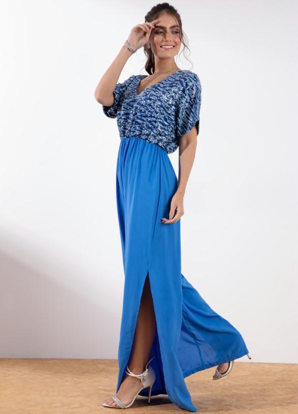 Outlet - Macacão Longo Azul com Paetê 3