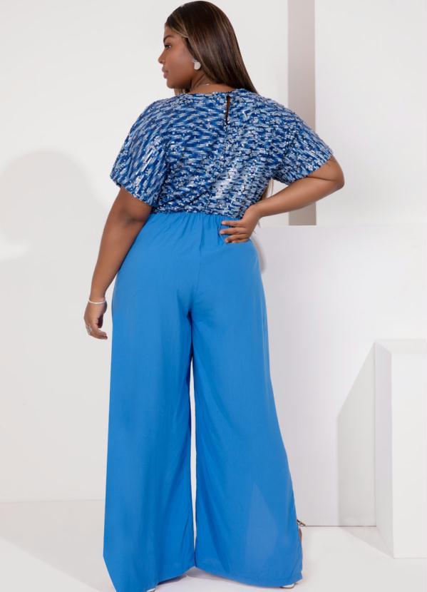 Outlet - Macacão Longo Azul com Paetê 5