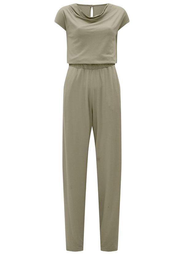 Lunender - Macacão Longo com Bolso e Decote Degagê Verde 3