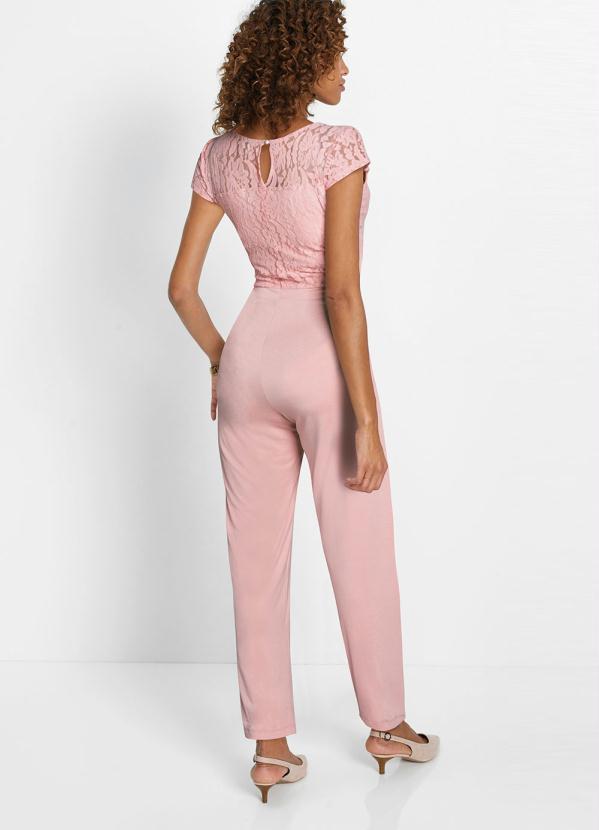 Outlet - Macacão Longo com Renda Rosê 2