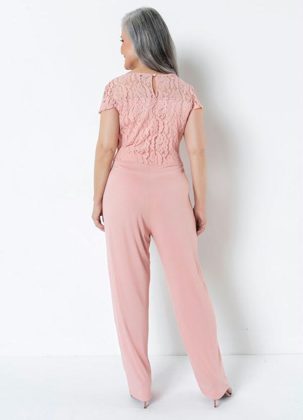 Outlet - Macacão Longo com Renda Rosê 5