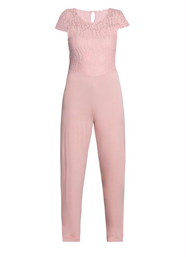 Outlet - Macacão Longo com Renda Rosê 6