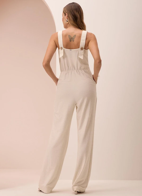 Lunender - Macacão Longo de Alças com Bolsos Branco 2