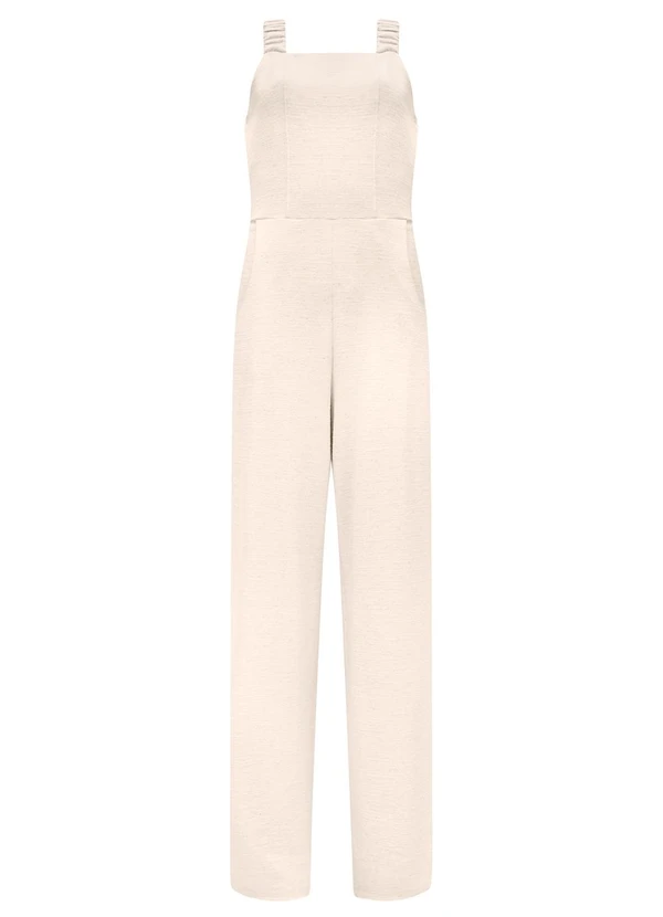 Lunender - Macacão Longo de Alças com Bolsos Branco 5