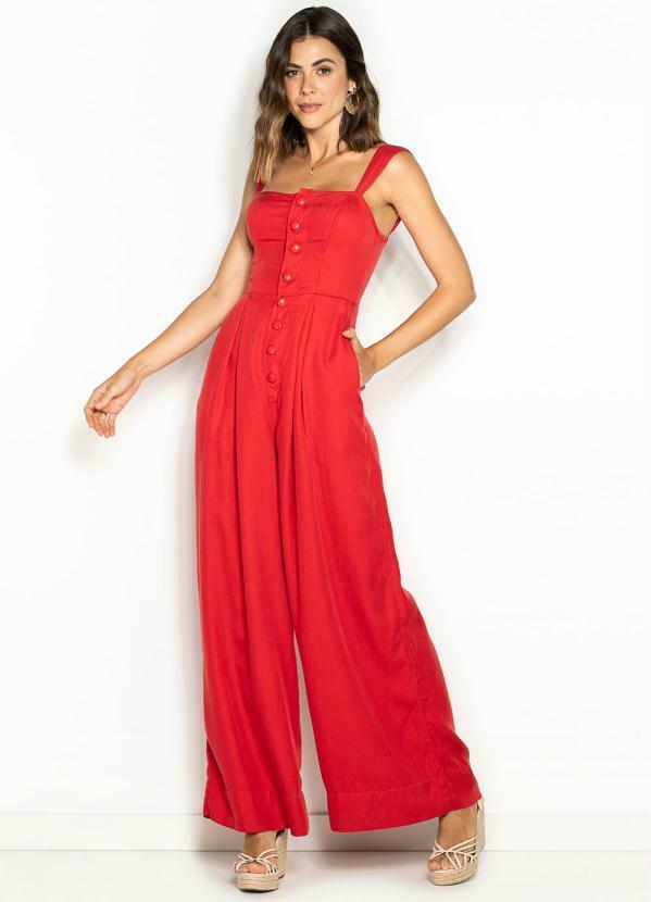 Forum - Macacão Longo de Sarja Vermelho