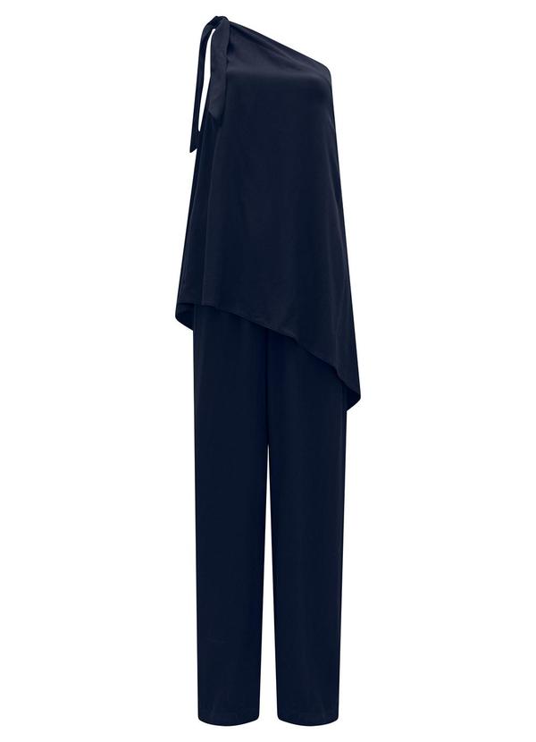 Lunender - Macacão Longo de um Ombro Só Azul 4