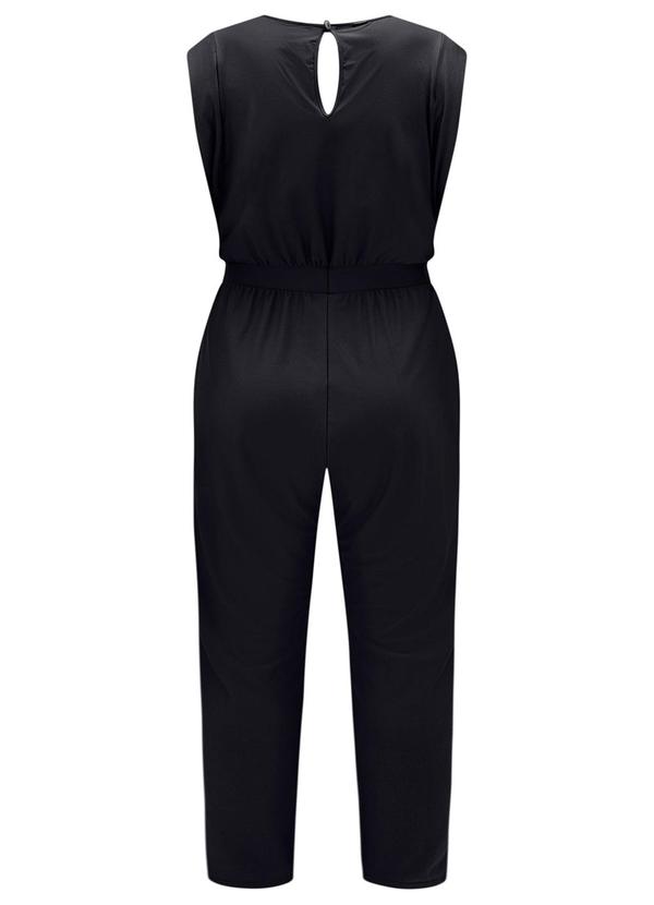 Lunender - Macacão Longo Decote Redondo Malha Crepe Preto 2