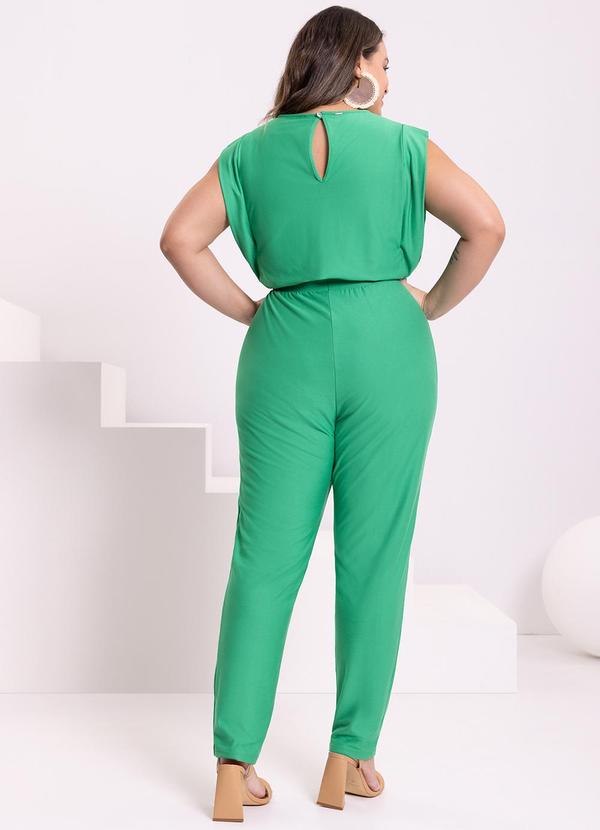 Lunender Mais Mulher - Macacão Longo Decote Redondo Malha Crepe Verde 2