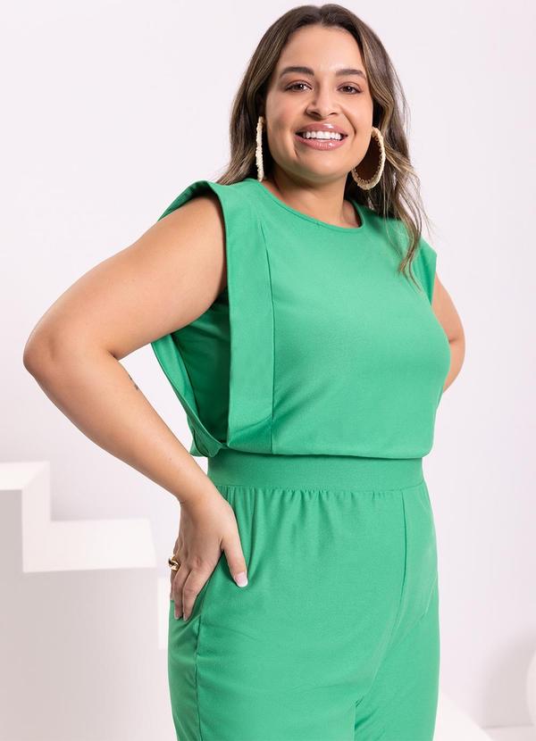 Lunender Mais Mulher - Macacão Longo Decote Redondo Malha Crepe Verde 3