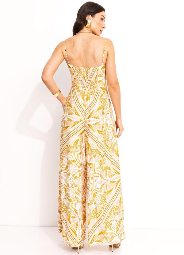 Farm - Macacão Longo em Viscose Amarelo 5