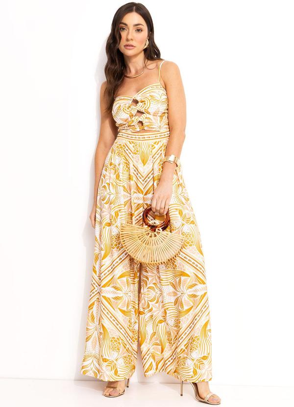 Farm - Macacão Longo em Viscose Amarelo 4