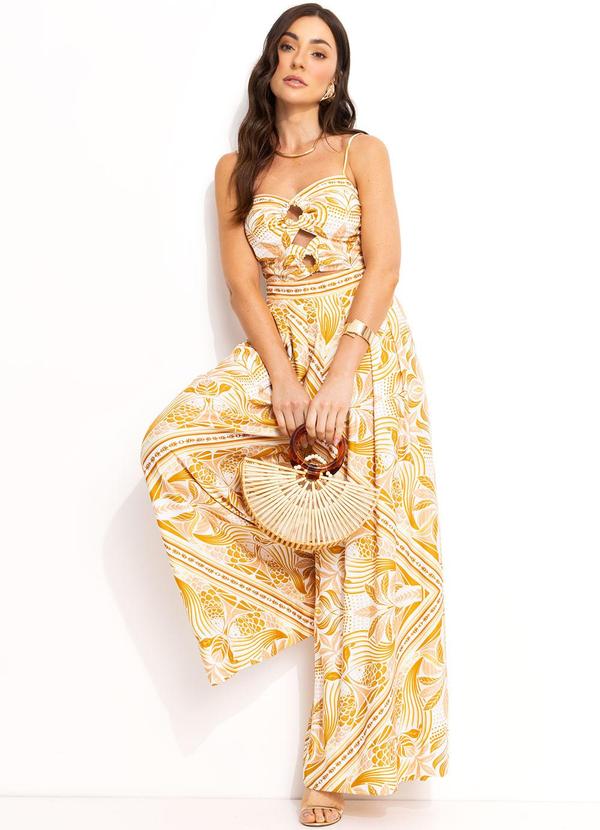 Farm - Macacão Longo em Viscose Amarelo 3