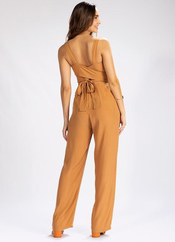 Colcci - Macacão Longo em Vsicose Caramelo 2