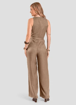 Dianna - Macacão Longo Feminino Marrom - DIANNA
