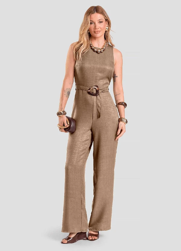 Dianna - Macacão Longo Feminino Marrom