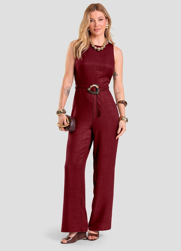 Dianna - Macacão Longo Feminino Vermelho