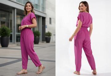 Macaco Longo Pink Acinturado com Bolsos