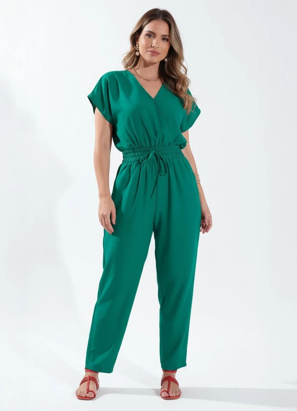 Quintess - Macacão Longo Verde Acinturado com Bolsos 3