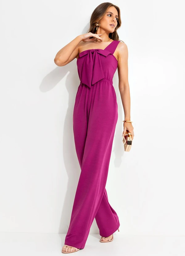 Quintess - Macacão Magenta em Malha Crepe