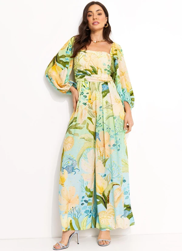 Farm - Macacão Manga em Viscose Verde 5