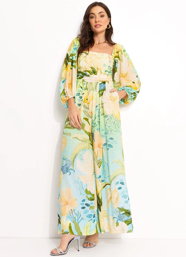 Farm - Macacão Manga em Viscose Verde 8