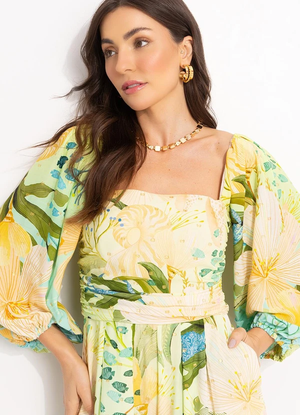 Farm - Macacão Manga em Viscose Verde 10