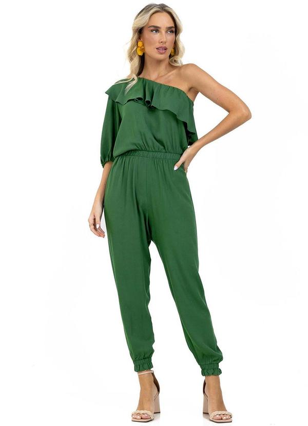 Endless - Macacão Manga Única Viscose Sarjada Verde