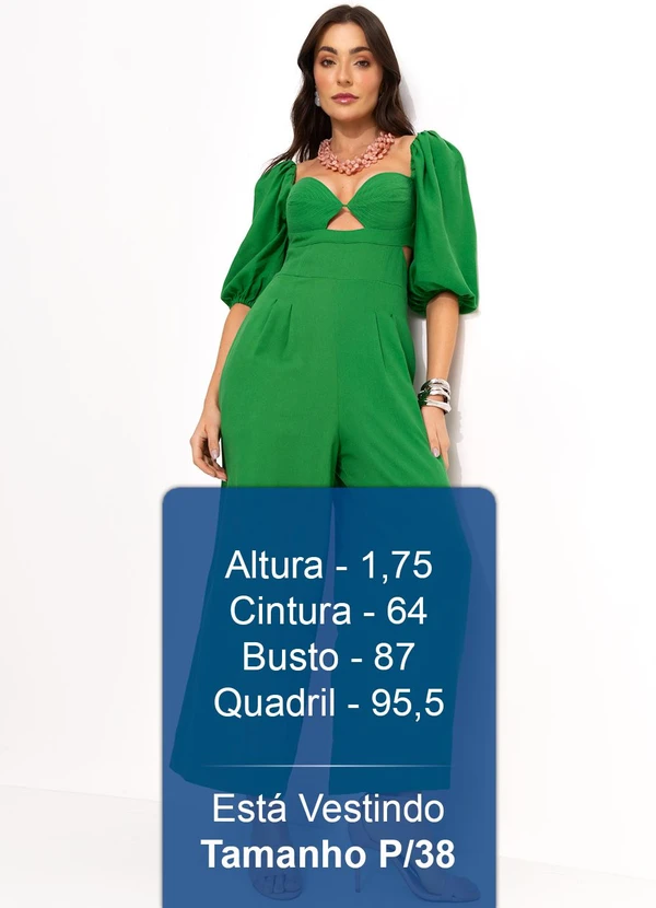 Farm - Macacão Mangas Pesponto Viscolinho Verde 5